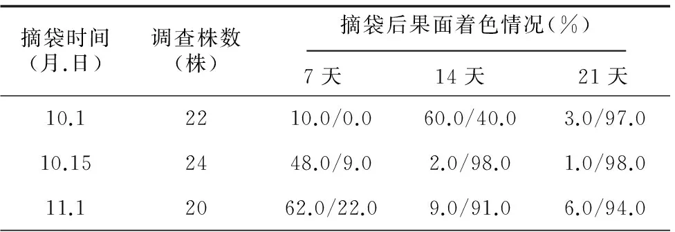 山农红纸袋果着色敏感期的田间调查研究
