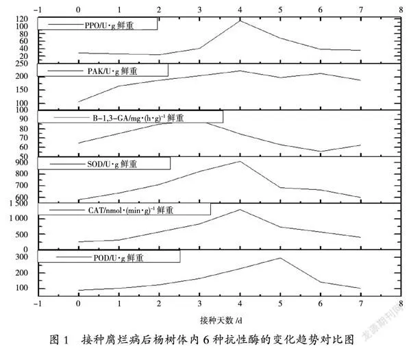 杨树响应腐烂病菌侵染后抗性酶变化规律